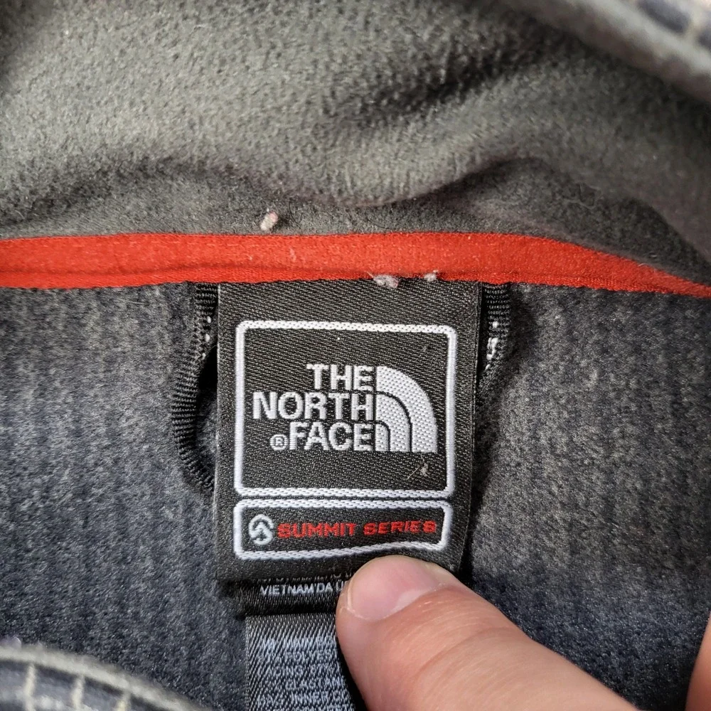 The North Face Summit Series Mens M Grey Orange Grid Fleece Jacket S11‎ AQCM